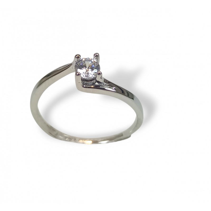 Anello Solitario in Argento 925 con Zircone da 3mm